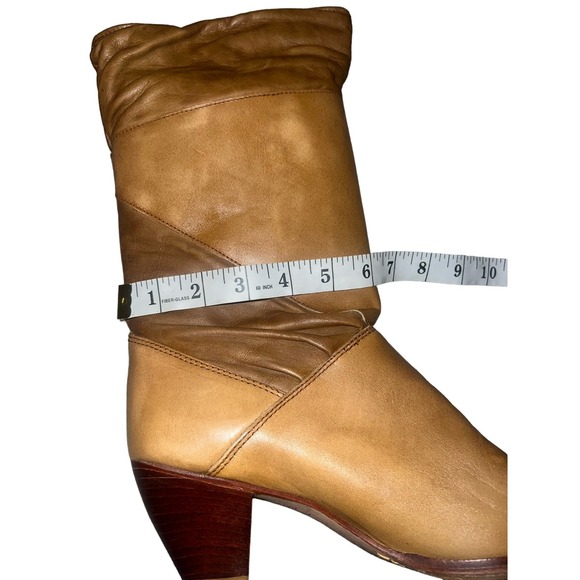 Vintage 70's Zodiac tan leather western calf boots. NEW Women's size 8.5 - Picture 9 of 11